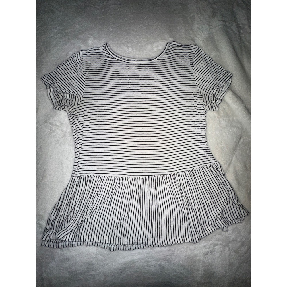 Striped Peplum Top - Short Sleeve, Casual‎ Tee, Women's Size Medium